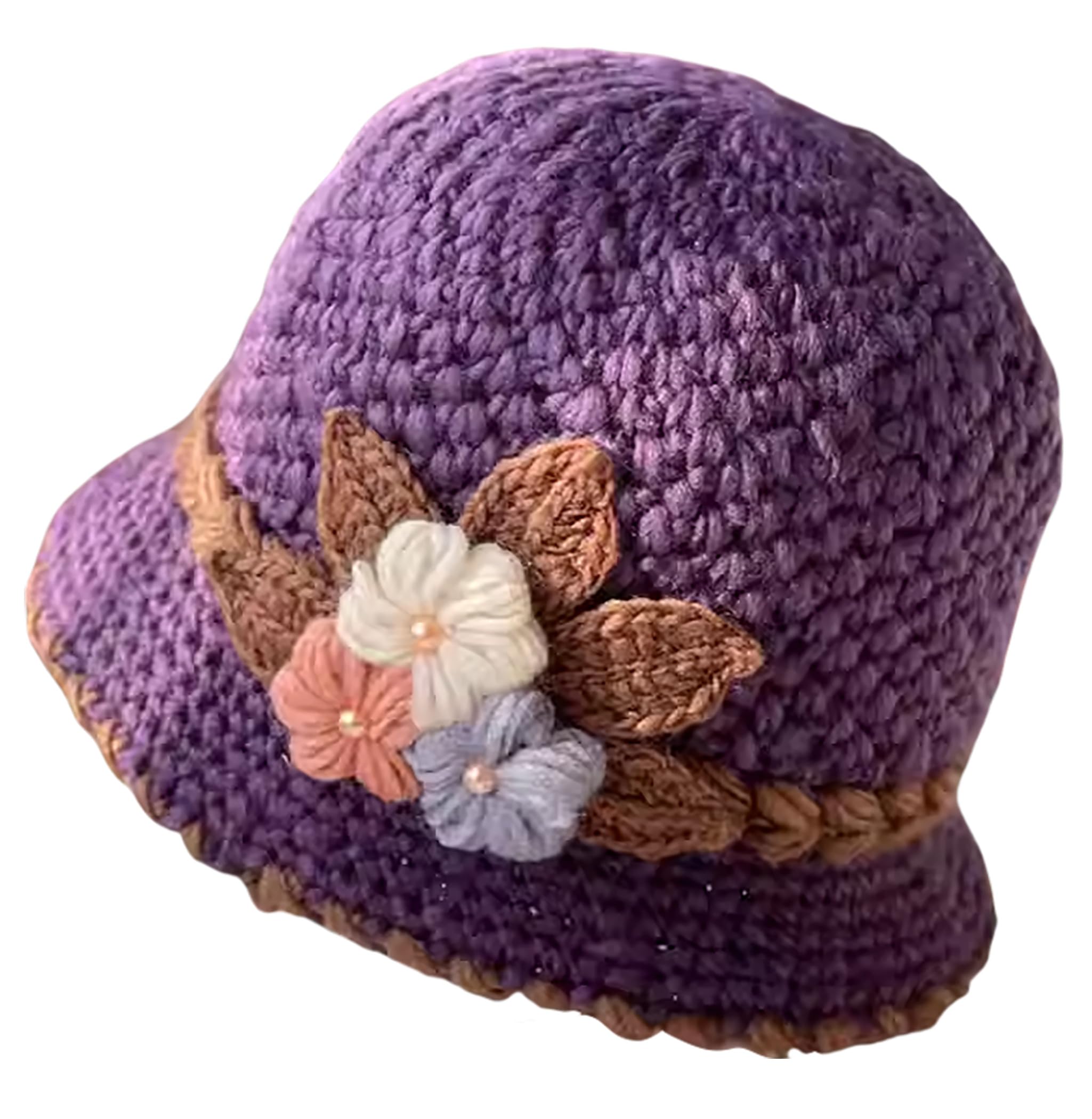 French Thicken Women's Flowers Knitted-Woolen-Hat Fashion Beanie-Hat Lady Crochet-Bucekt-Hat for Winter